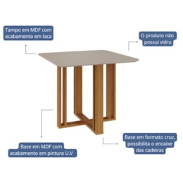 Mesa de Jantar Quadrada Flora 95x95 Nature/Off White com Tampo em MDF - Cimol Móveis Mesa de Jantar Quadrada Flora 95x95 Nature/Off White com Tampo em MDF - Cimol Móveis