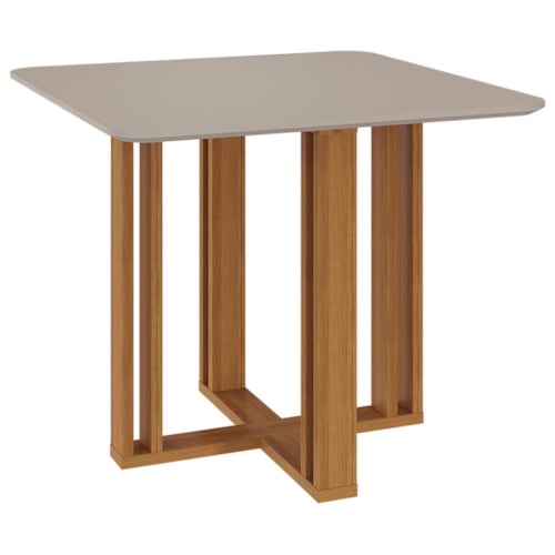 Mesa de Jantar Quadrada Flora 95x95 Nature/Off White com Tampo em MDF - Cimol Móveis