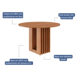 Mesa de Jantar Redonda Ariela 109cm Cinamomo com Tampo em MDF - Cimol Móveis Mesa de Jantar Redonda Ariela 109cm Cinamomo com Tampo em MDF - Cimol Móveis