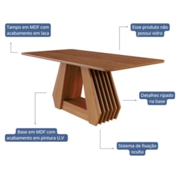 Mesa de Jantar Retangular Ágata 180x90 Cinamomo com Tampo em MDF - Cimol Móveis Mesa de Jantar Retangular Ágata 180x90 Cinamomo com Tampo em MDF - Cimol Móveis
