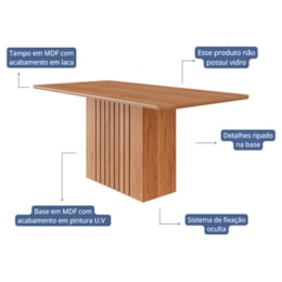 Mesa de Jantar Retangular Ana 180x90 Cinamomo com Tampo em MDF - Cimol Móveis Mesa de Jantar Retangular Ana 180x90 Cinamomo com Tampo em MDF - Cimol Móveis