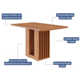 Mesa de Jantar Retangular Ariela 130x80 Cinamomo com Tampo em MDF - Cimol Móveis Mesa de Jantar Retangular Ariela 130x80 Cinamomo com Tampo em MDF - Cimol Móveis