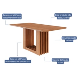 Mesa de Jantar Retangular Ariela 180x90 Cinamomo com Tampo em MDF - Cimol Móveis Mesa de Jantar Retangular Ariela 180x90 Cinamomo com Tampo em MDF - Cimol Móveis