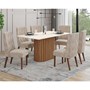 Mesa de Jantar Solana Tampo de MDF com 6 Cadeiras Eloá Nature/Off White/Veludo Creme - Móveis Henn