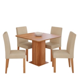 Mesa de Jantar Sophia 95x95 com Tampo em MDF e 4 Cadeiras Maia Cinamomo/Linho Gengibre - Cimol Móveis Mesa de Jantar Sophia 95x95 com Tampo em MDF e 4 Cadeiras Maia Cinamomo/Linho Gengibre - Cimol Móveis
