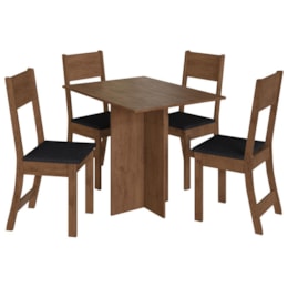 Mesa de Jantar Talita 91,8x68 com Tampo em MDP e 4 Cadeiras Noce/Preto - Indekés