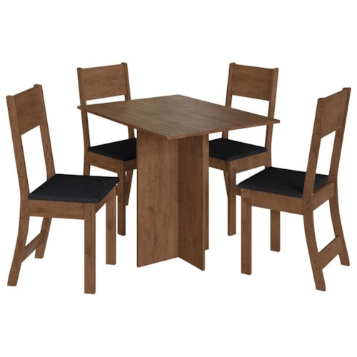 Mesa de Jantar Talita 91,8x68 com Tampo em MDP e 4 Cadeiras Noce/Preto - Indekés
