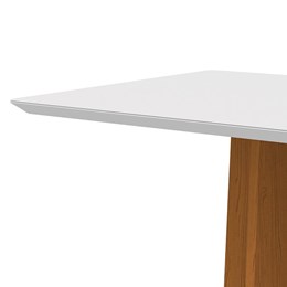 Mesa de Jantar Tampo com Vidro Anitta 120x80 Ipê/Off White - PR Móveis