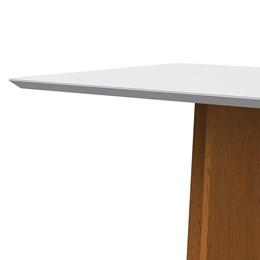 Mesa de Jantar Tampo com Vidro Anitta 135x90 Ipê/Off White - PR Móveis