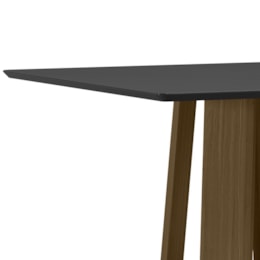 Mesa de Jantar Valencia 135x135 Imbuia/Preto Tampo em MDF com Vidro - New Ceval