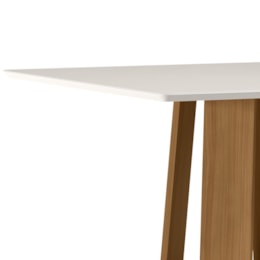 Mesa de Jantar Valencia 135x135 Ypê/Off White Tampo em MDF com Vidro - New Ceval