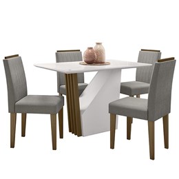Mesa de Jantar Veneza 120x80 com 4 Cadeiras Ana Imbuia/Off White/Marfim - PR Móveis