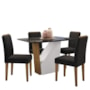 Mesa de Jantar Veneza 120x80 com 4 Cadeiras Ana Ypê/Preto/Veludo Preto - New Ceval