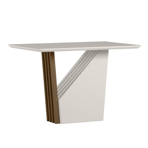 Mesa de Jantar Veneza 120x80 Imbuia/Off White Tampo em MDF com Vidro - New Ceval