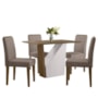 Mesa de Jantar Veneza 120x80 Tampo em MDF com 4 Cadeiras Ana Imbuia/Veludo Marrom Rosê - New Ceval