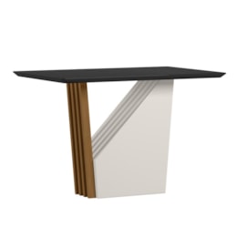 Mesa de Jantar Veneza 120x80 Ypê/Preto Tampo em MDF com Vidro - New Ceval