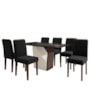 Mesa de Jantar Veneza 160x90 com 6 Cadeiras Amanda Imbuia/Preto/Veludo Preto - New Ceval