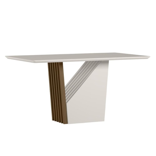 Mesa de Jantar Veneza 160x90 Imbuia/Off White Tampo em MDF com Vidro - New Ceval