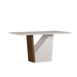 Mesa de Jantar Veneza 160x90 Tampo em MDF com Vidro Imbuia/Off White - New Ceval 