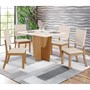 Mesa de Jantar Vértice Tampo de MDF com 4 Cadeiras Milla Nature/Off White/Suede Linho - Móveis Henn