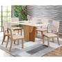 Mesa de Jantar Vértice Tampo de MDF com 6 Cadeiras Milla Nature/Off White/Suede Linho - Móveis Henn