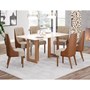 Mesa de Jantar Yara Tampo de MDF com 6 Cadeiras Ivy Nature/Off White/Corano Caramelo/Suede Creme - Móveis Henn