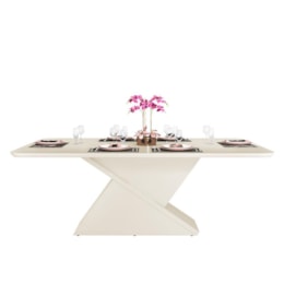 Mesa de Jantar Zoe Tampo Chanfrado 200x100 Creme - PR Móveis