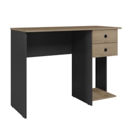 Mesa Escrivaninha 4115 2 Gavetas Preto/Carvalho - Qmovi   Mesa Escrivaninha 4115 2 Gavetas Preto/Carvalho - Qmovi
