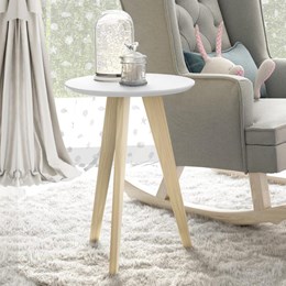 Mesa Lateral Liv Branco Soft com Pés Natural - Matic Móveis 