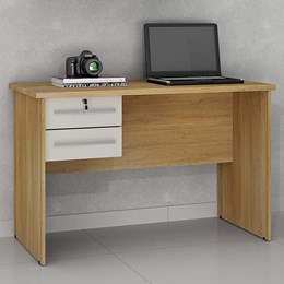 Mesa para Computador Byte 2 Gavetas Cinamomo/Off White - Valdemóveis 