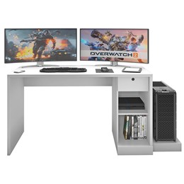 Mesa para Computador Desk Gamer DRX-3000 Branco com Cadeira Giratória Preto - PR Móveis