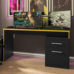 Mesa para Computador Desk Gamer DRX-4000 Preto/Amarelo com Cadeira Giratória Preto - PR Móveis