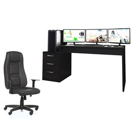 Mesa para Computador Desk Gamer DRX-5000 com Cadeira Giratória Preto - PR Móveis