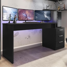 Mesa para Computador Desk Gamer DRX-5000 Preto Black - PR Móveis  Mesa para Computador Desk Gamer DRX-5000 Preto Black - PR Móveis