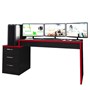 Mesa para Computador Desk Gamer DRX-5000 Preto/Vermelho com Cadeira Giratória Preto - PR Móveis