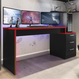 Mesa para Computador Desk Gamer DRX-5000 Preto/Vermelho - PR Móveis  Mesa para Computador Desk Gamer DRX-5000 Preto/Vermelho - PR Móveis