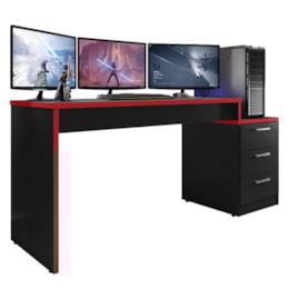 Mesa para Computador Desk Gamer DRX-5000 Preto/Vermelho - PR Móveis  Mesa para Computador Desk Gamer DRX-5000 Preto/Vermelho - PR Móveis