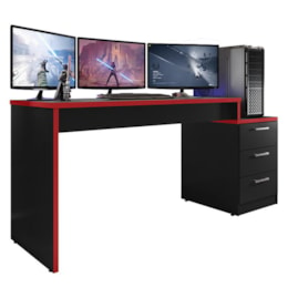 Mesa para Computador Desk Gamer DRX-5000 Preto/Vermelho - PR Móveis 