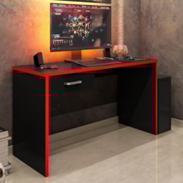 Mesa para Computador Desk Gamer DRX-9000 Preto Trama/Vermelho - Móveis Leão