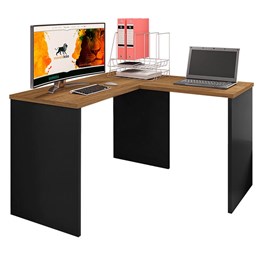 Mesa para Computador Escrivaninha Gávea em L Preto/Freijó - PR Móveis  