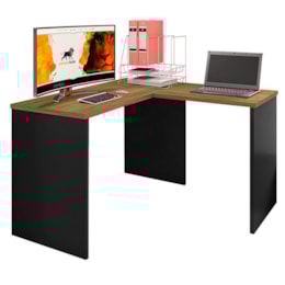 Mesa para Computador Escrivaninha Gávea em L Preto/Freijó - PR Móveis Mesa para Computador Escrivaninha Gávea em L Preto/Freijó - PR Móveis