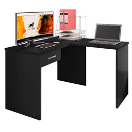 Mesa para Computador Gávea com Gaveta em L Preto - PR Móveis Mesa para Computador Gávea com Gaveta em L Preto - PR Móveis