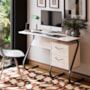 Mesa para Computador Office Steel 2 Gavetas Off White – EJ Móveis