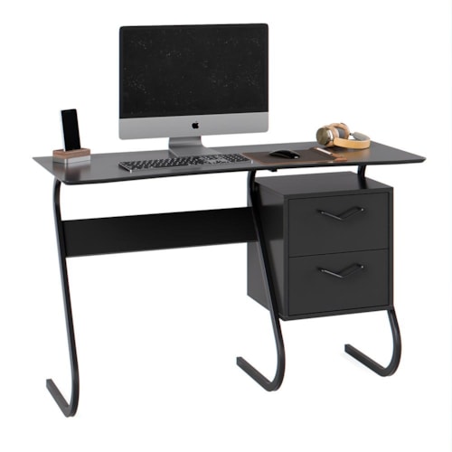 Mesa para Computador Office Steel 2 Gavetas Preto – EJ Móveis
