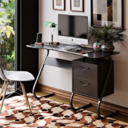 Mesa para Computador Office Steel 2 Gavetas Preto – EJ Móveis
