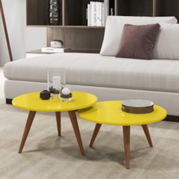 Mesas de Centro Sara Amarelo - PR Móveis  Mesas de Centro Sara Amarelo - PR Móveis