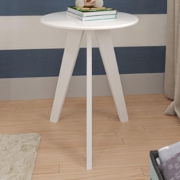 Mesinha Lateral Retrô 54cm Branco Brilho - Móveis Peroba