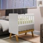 Mini Berço Guti Retrô Branco Brilho/Amêndoa com Colchão - Móveis Peroba