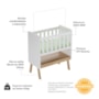Mini Berço Guti Retrô Branco Brilho/Amêndoa com Colchão - Móveis Peroba