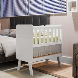 Mini Berço Guti Retrô Branco Brilho com Colchão - Móveis Peroba